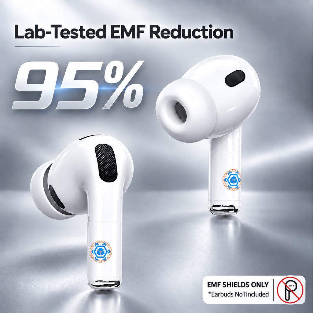 EMF Blocker for Headphones – Lab Tested EMF Shield Sticker for AirPods, Wireless Earbuds (5mm-8mm Size Fit) – Reduce Electromagnetic Wave from Cell Phone & Devices, Made in USA (White, 1 Pair) (White)