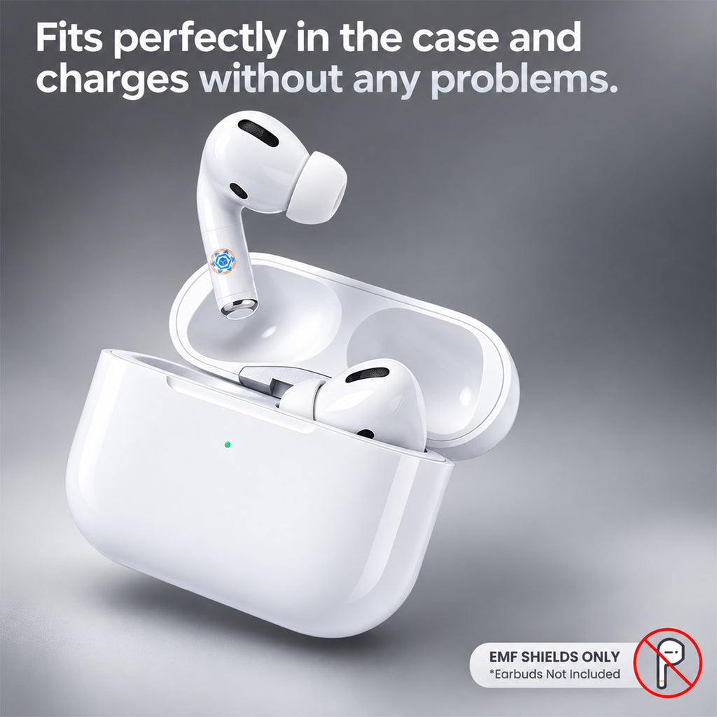 EMF Blocker for Headphones – Lab Tested EMF Shield Sticker for AirPods, Wireless Earbuds (5mm-8mm Size Fit) – Reduce Electromagnetic Wave from Cell Phone & Devices, Made in USA (White, 1 Pair) (White)