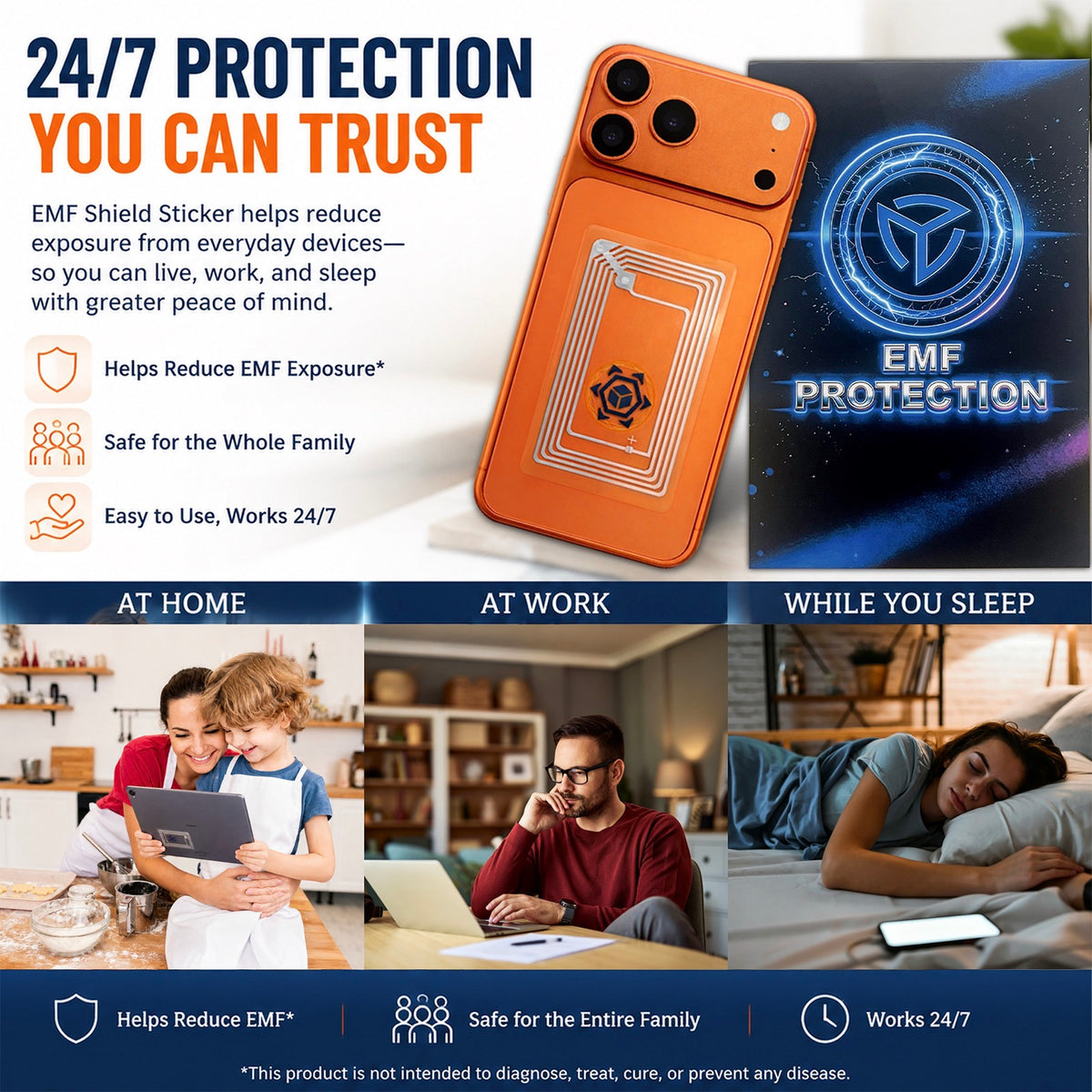 EMF Blocker for Cell Phone – Zero Signal Interference EMF Protection Sticker for iPhone, Samsung Galaxy & Laptops – 5G Wi-Fi Radiation Shielding Chip for Pregnant Women, Kids & Tech Users