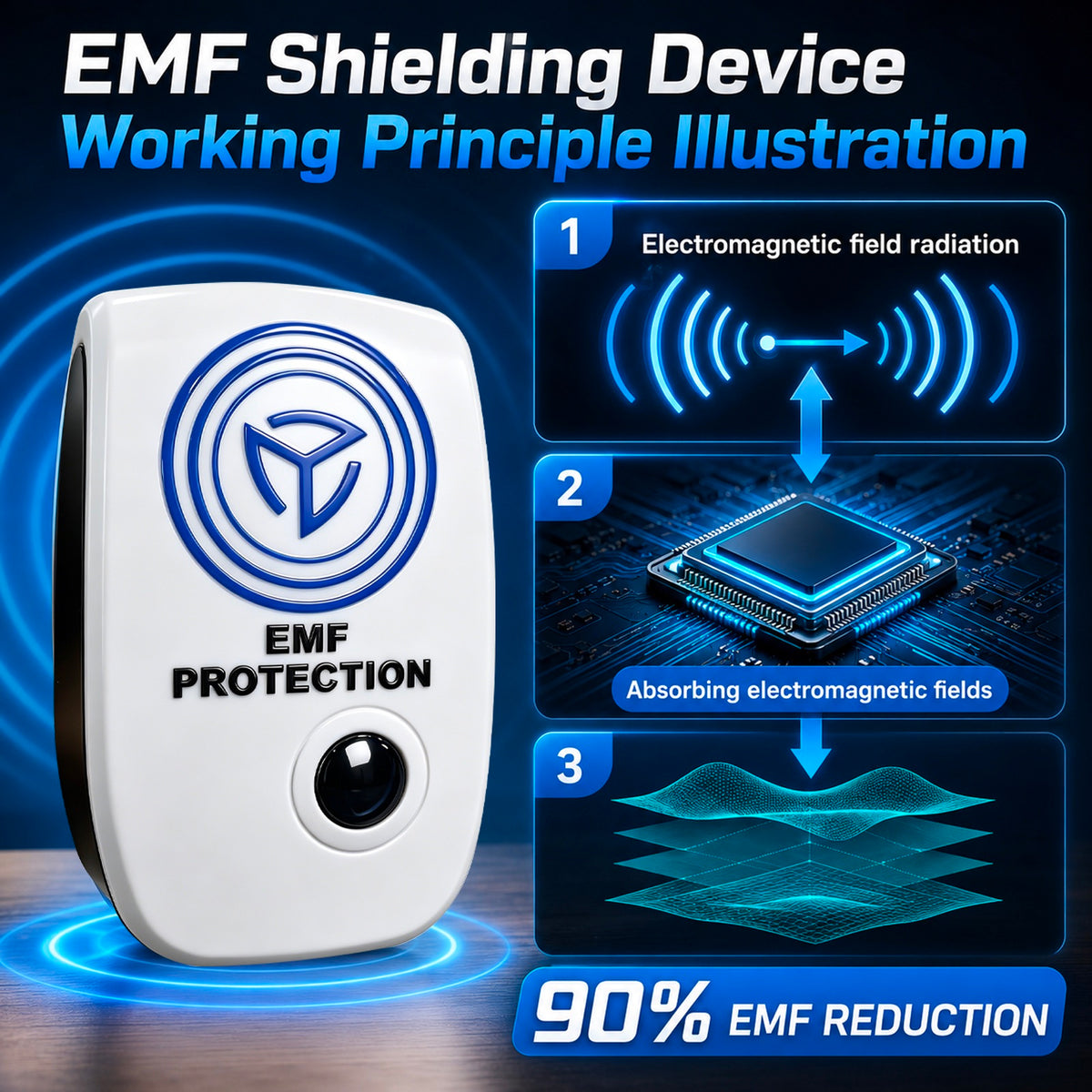 EMF Protection – Whole House Plug-in Device for Home & Office, Covers Up to 3,000 Sq Ft,Compact Outlet Design,Travel Ready (Medium)