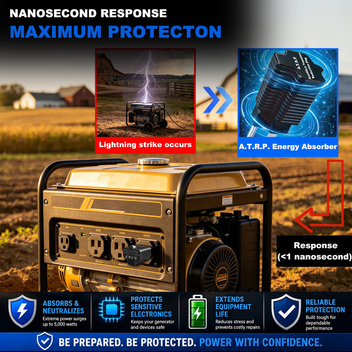 EMP Generator Protection Device, Inverter Surge Protector & Surge Guard for Inverter, Portable Inverter Protection Device, Lightning Solar Flare  Shield for Home Backup, Emergency, Off Grid